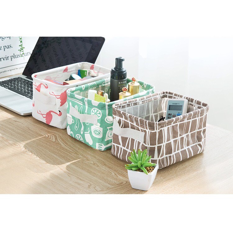Giỏ Vải Vintage Đựng Đồ Dùng Cá Nhân, Mỹ Phẩm, Giỏ Đựng Đồ Văn Phòng Để Bàn Tiện Lợi