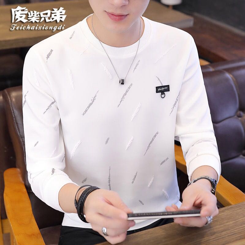 🔥HOT🔥 Men's Circular Collar Hoodie Youth Popular Fashion Long Sleeve T-shirt X1963