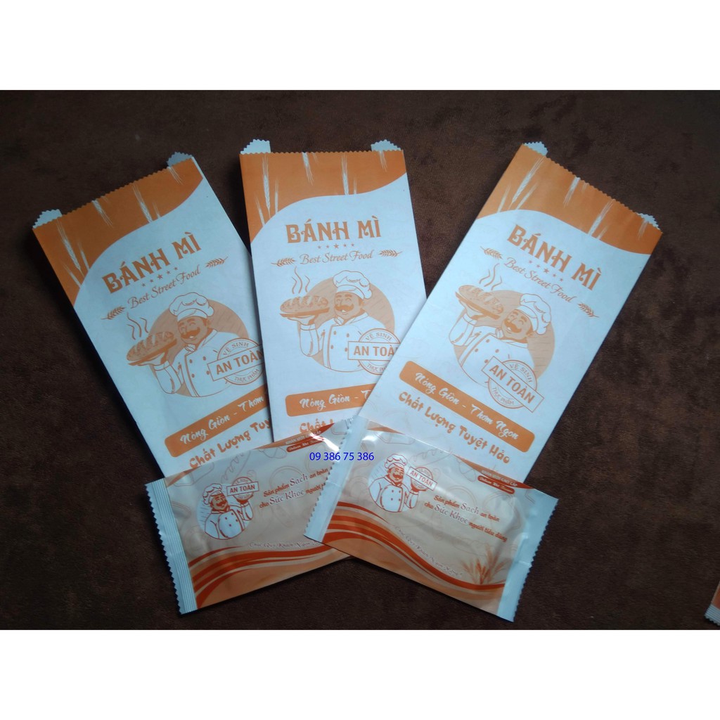 Combo 100 Khăn lạnh Bánh Mì + 100 Bao Bánh Mì (Túi Giấy Bánh Mì)