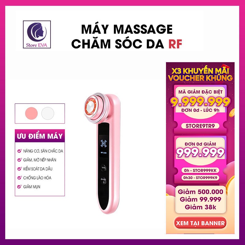 Máy Chăm Sóc Da Mặt RF Massage Mặt Nóng Lạnh, Trẻ Hóa Da, Nâng Cơ, Giảm Mụn, Kiểm Soát Dầu, Chống Lão Hóa BH [12 T]