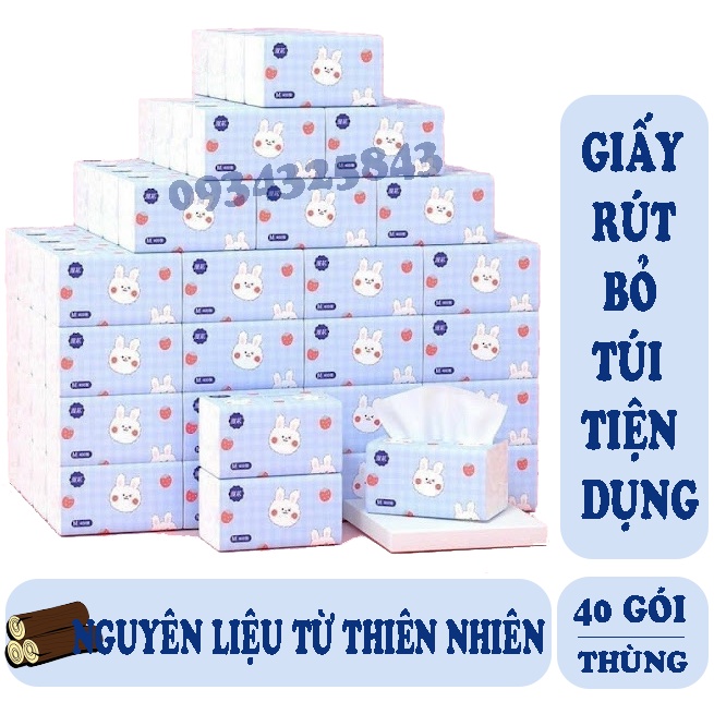 Combo 20 gói giấy ăn Thỏ dai mịn - giấy 4 lớp