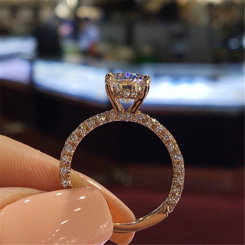 Thời Trang Nhẫn Đính Đá Zircon Màu Bạc Aaa Sang Trọng Cho Nữ