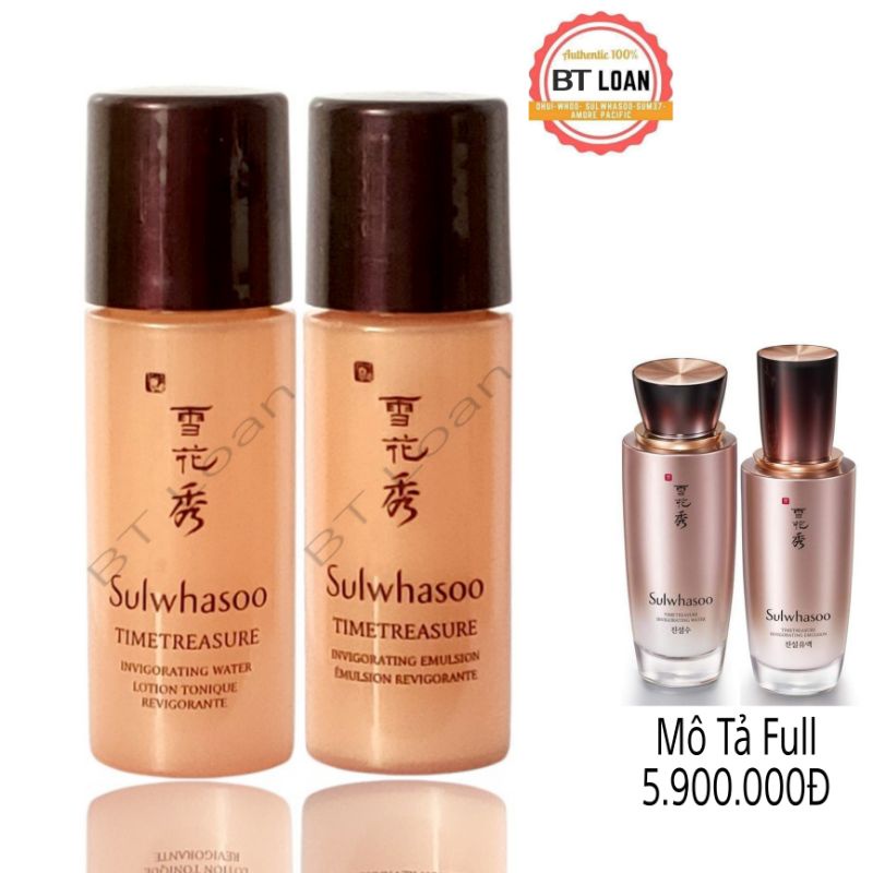 Nước hoa hồng và sữa dưỡng thông đỏ tái sinh dasulwhasoo timetreasure invigorating water & emulsion | WebRaoVat - webraovat.net.vn