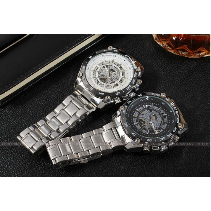Đồng hồ nam Winner TM427 cơ lộ máy dây thép không gỉ