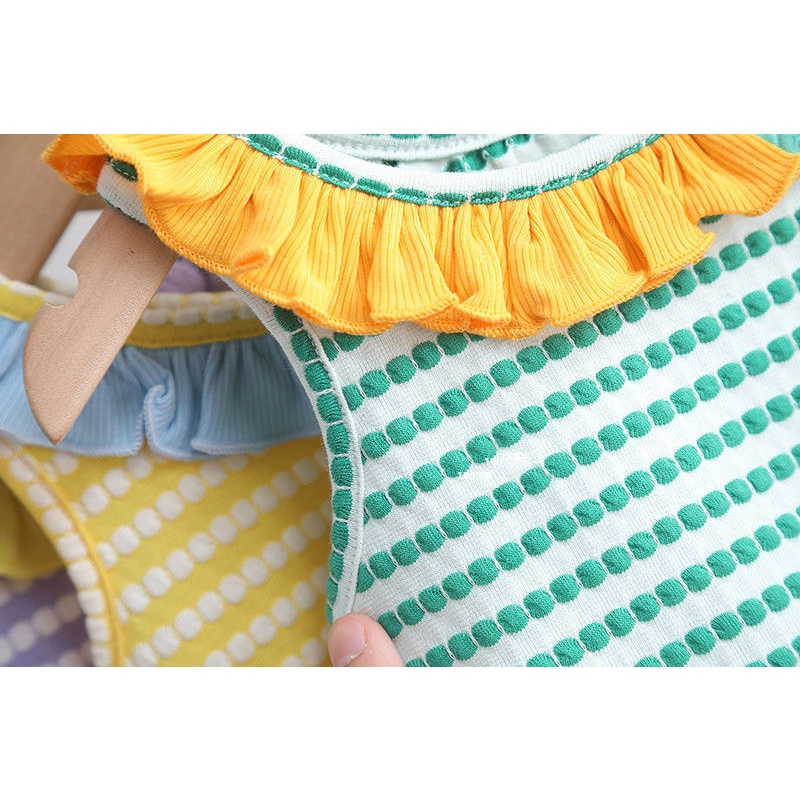 [Babycat] Hàng Có Sẵn Áo Hai Dây Cotton Mỏng Kẻ Sọc Phong Cách Nhật Bản Hàn Quốc Mùa Hè Cho Bé Gái