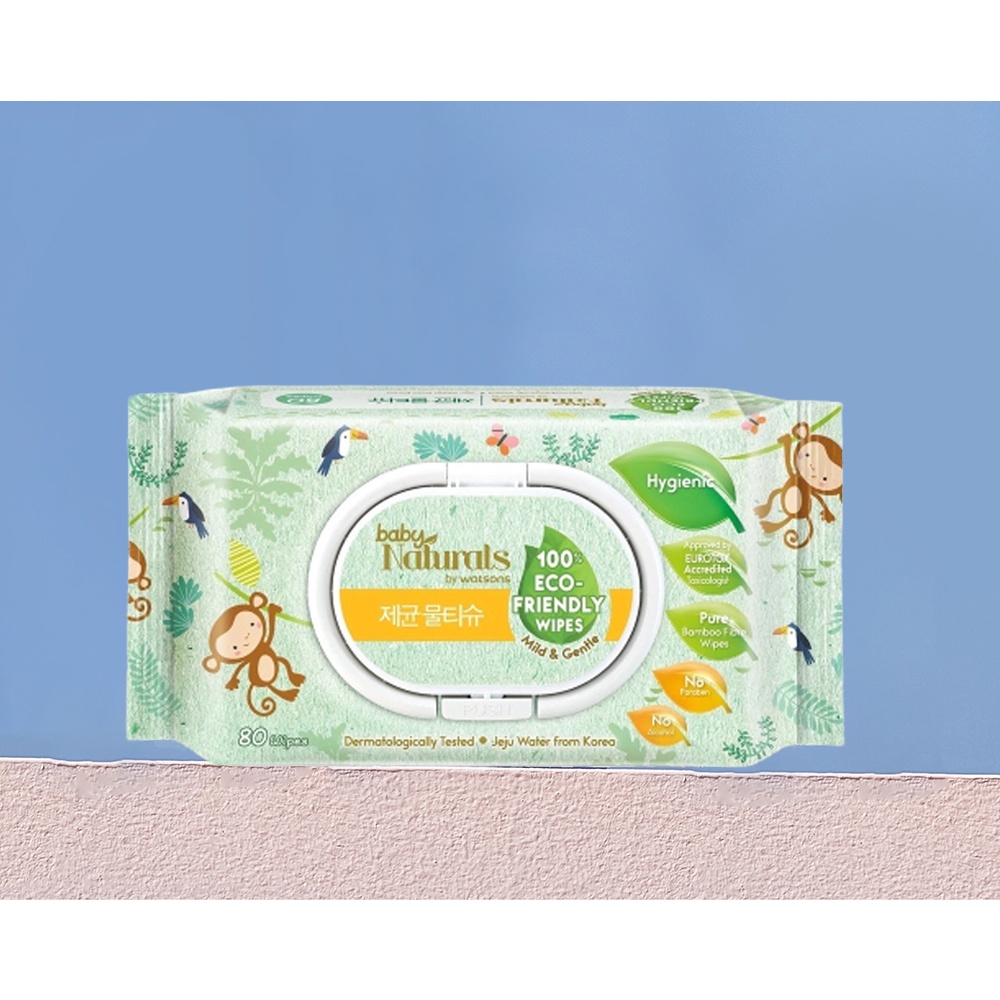 Khăn Ướt Naturals by Watsons 100% Eco-Friendly Wipes 80 Tờ