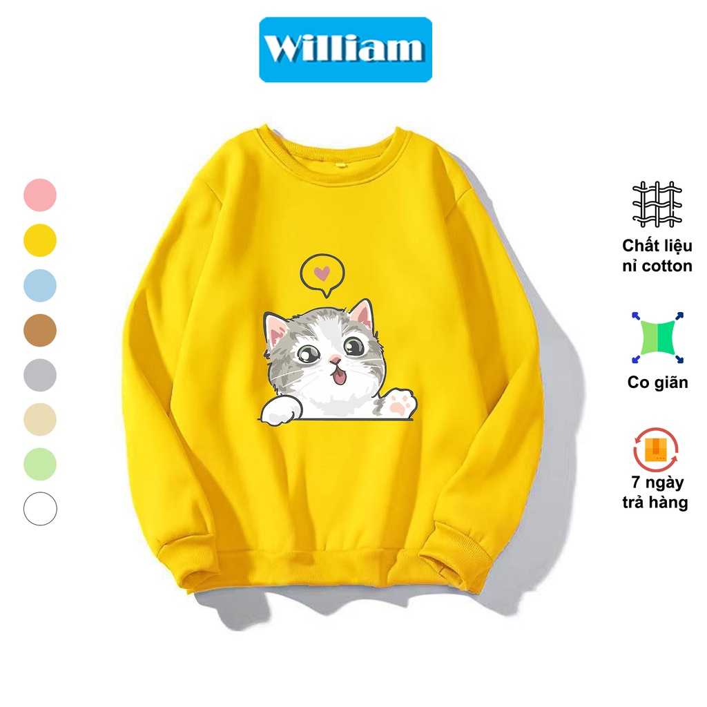 Áo sweater nam nữ hình Mèo dễ thương chất nỉ bông dày dặn, in Pet cao cấp William - DS226