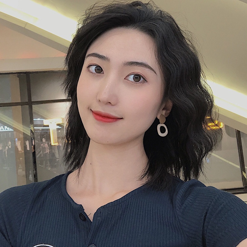 Bông Tai Mạ Bạc 925 Hình Tròn Màu Sắc Tương Phản Phong Cách Hàn Quốc