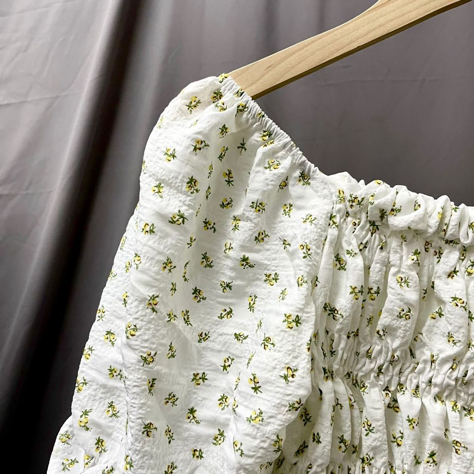 Áo Kiểu Tay Ngắn Phồng In Hoa Thời Trang Mùa Hè 2020 Phong Cách Pháp Mới Cho Nữ