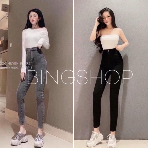 Quần jeans nữ skinny vải giãn 1 khuy Bingshop