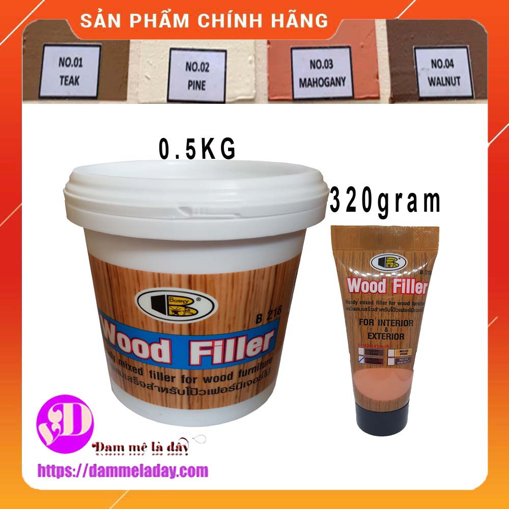 Bột trám trét gỗ Wood Filler No.b218 Bosny