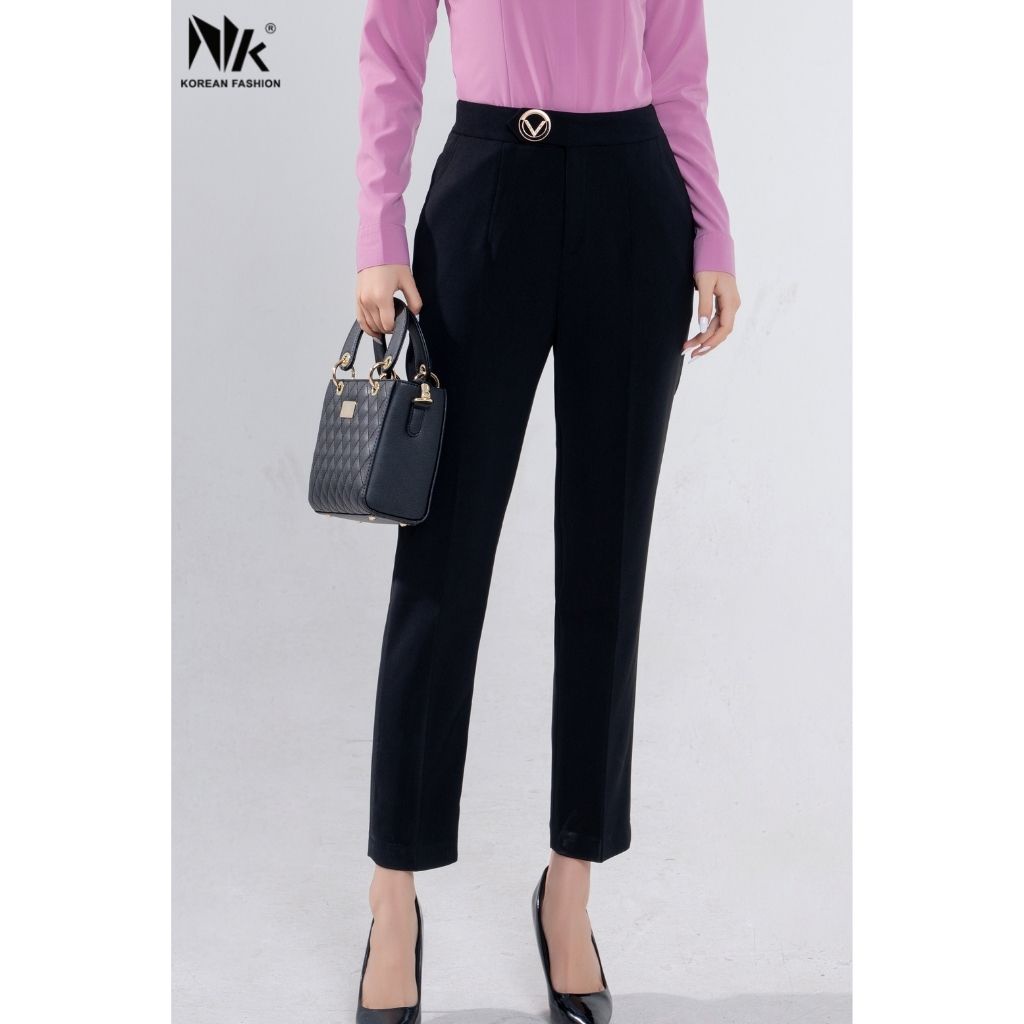 Quần Ống Đứng Nữ Công Sở NK Fashion Thiết Kế Quai Nhê Dáng Dài Sang Trọng, Chất Liệu Vải Co Giãn Và Mềm Mịn NKQU2112004