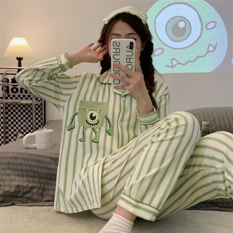 Set Đồ Ngủ Dài Tay Họa Tiết Sọc Ngang Thời Trang Dành Cho Nữ