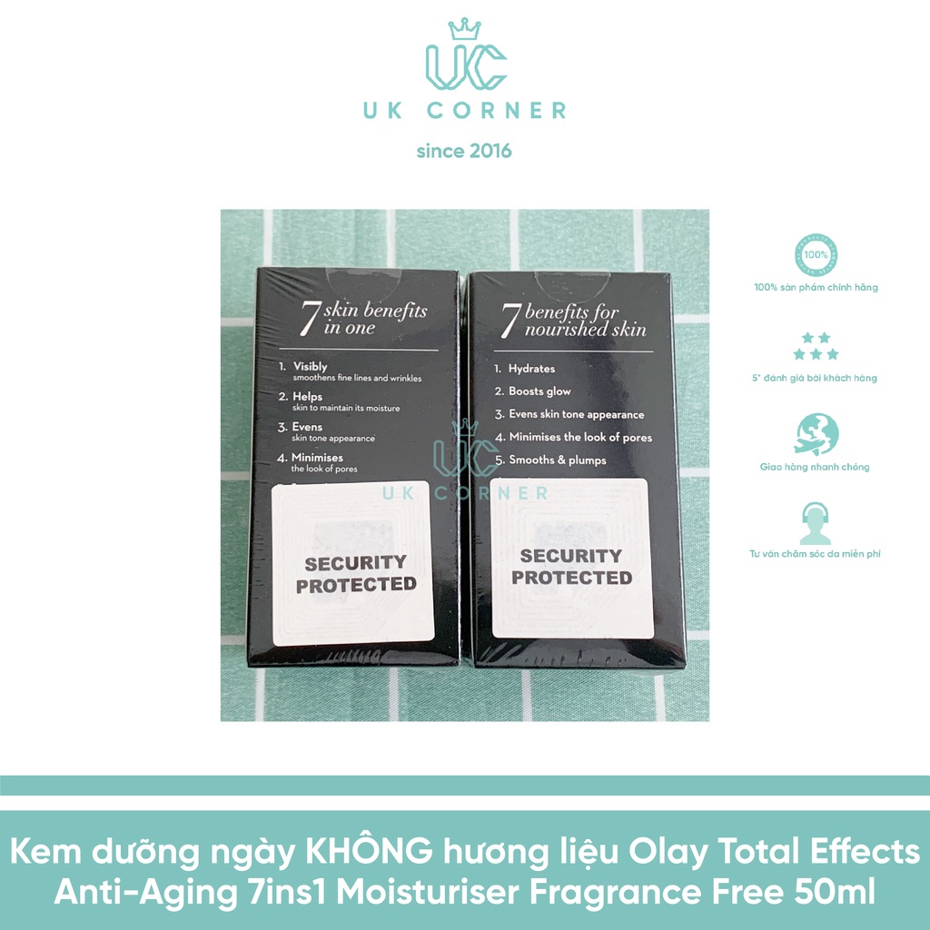 OLAYUK-Anh Quốc phân phối Kem dưỡng KO hương liệu Olay Total Effect Anti-Aging 7 in one Fragrance Free Moisturiser 50ml