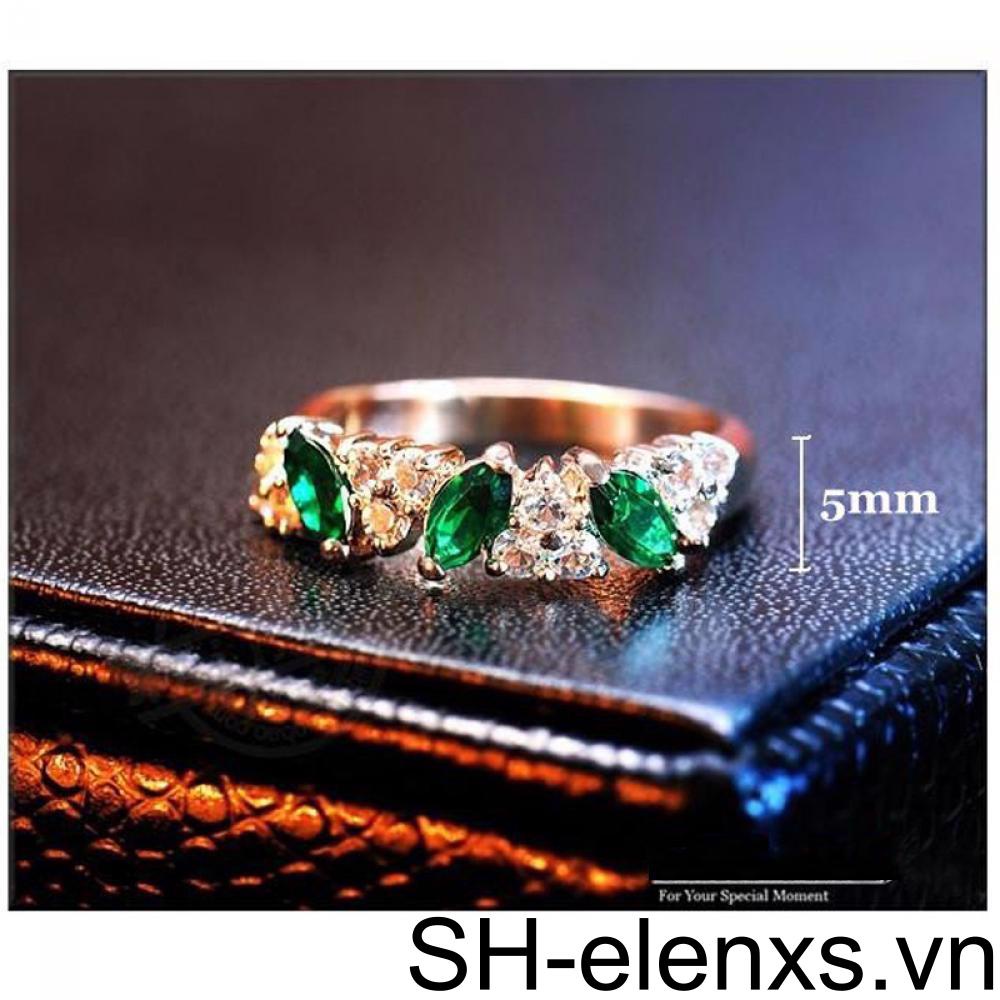 Nhẫn Đính Đá Ngọc Lục Bảo Nhân Tạo Màu Xanh Dương Phong Cách Vintage Thời Trang