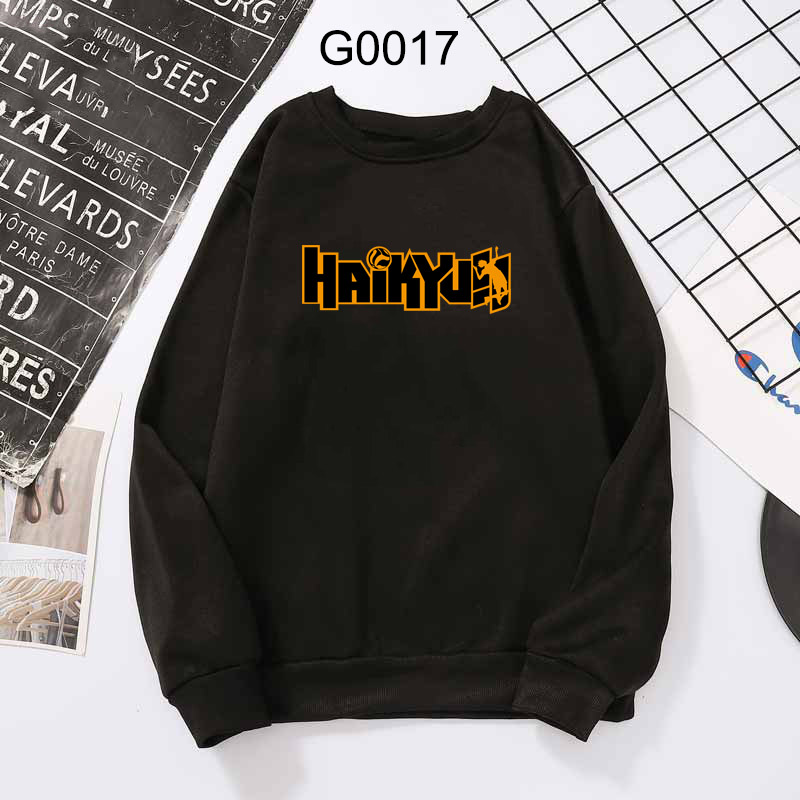 Aikyuu Áo Khoác Hoodie Tay Dài Chui Đầu In Hình Bóng Chuyền Junior Hinata Shouyou