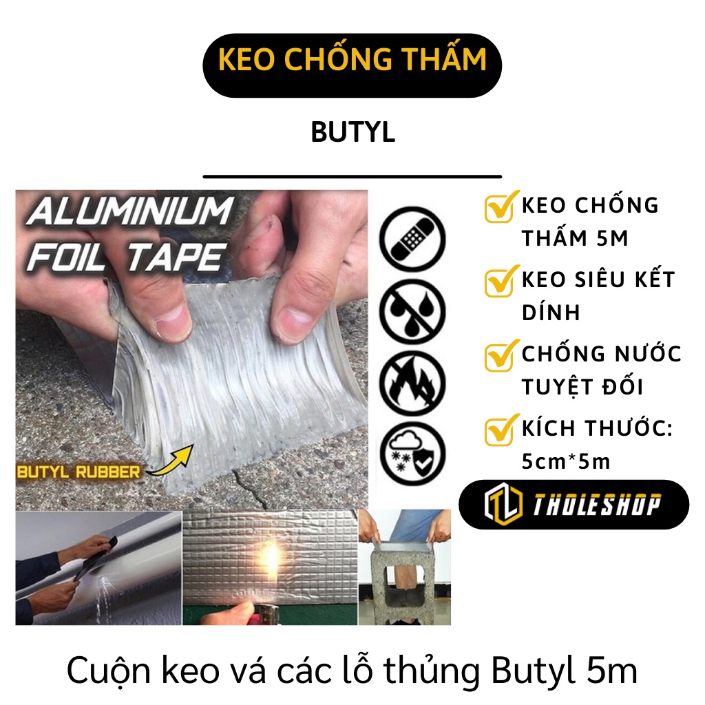 Cuộn Băng Keo - Băng Keo Butyl 5m, Siêu Dính, Siêu Chống Thấm, Sửa Chửa Nhà Cửa 7442