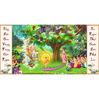 [Giá Sỉ] Tranh Phật Hình Ảnh Vườn Lâm Tỳ Ni Phật Đản Sanh A4 - Formet dày 5ly - In Kích Thước Theo Yêu Cầu 02