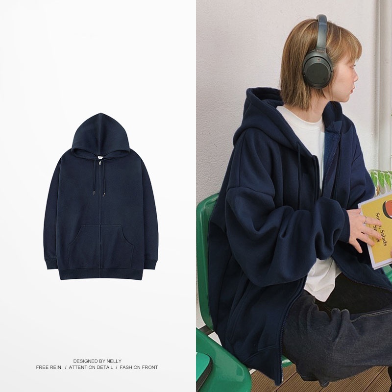 [NY7930] Áo khoác Nelly nỉ lót lông trơn basic thu đông áo nỉ (NELLY)