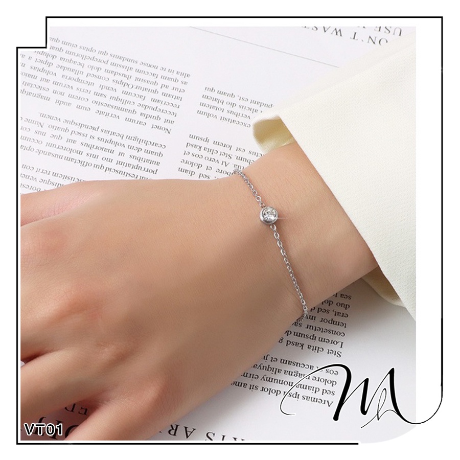 Lắc tay nữ Titan đơn giản 1 hạt đá dễ thương - Măng’s House VT01