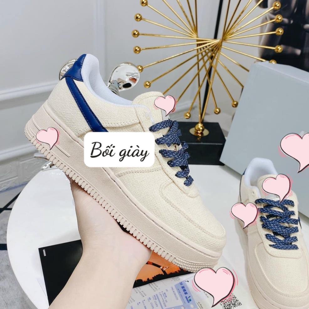 Giày Nike Air Force 1 AF1 Trắng Kem Custom Vải - Giày Sneaker Nam Nữ Thể Thao Cổ Thấp Cao Cấp Full box + Bill 🍉
