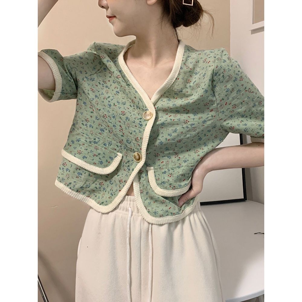 áo blouse cổ điển kiểu Pháp, sơ mi nữ thiết kế thích hợp, xu hướng giản dị Hàn Quốc mùa hè năm 2021