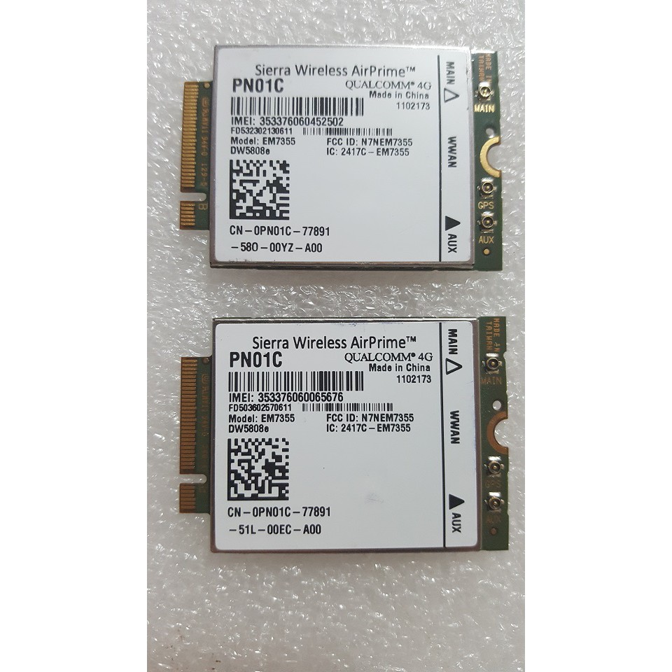 Card wwan 4G Dell EM7355 DW5808e 3G/4G LTE (PN01C) dùng cho laptop E7250, E7450, E5550