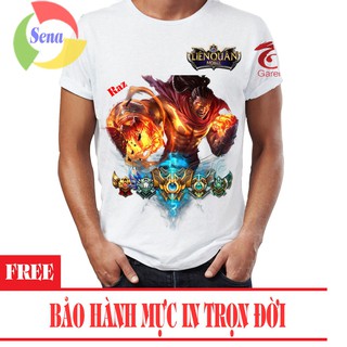 Áo thun Liên Quân Mobile 3D Tướng Raz LQMRAZ01 (Trắng)