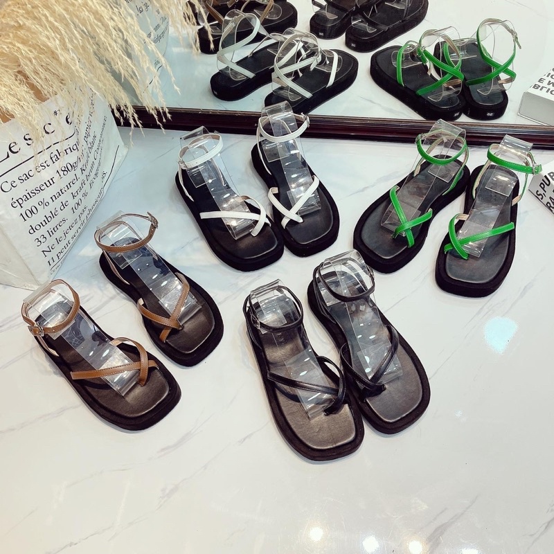 Sandal xỏ ngón dây đế bánh mì cao 3 phân / Sandal xỏ ngón camel
