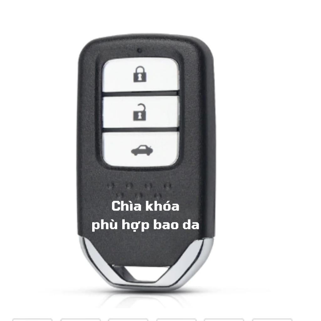Bao da bọc ốp chìa khoá xe ô tô Honda City Civic 3 nút bấm da bò nhiều màu khâu thủ công Honda12CT
