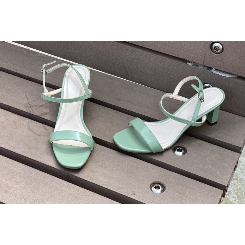 Giày sandal nữ  7 phân quai ngang phối dây mảnh Annmodels kiểu dáng bassic _A10X