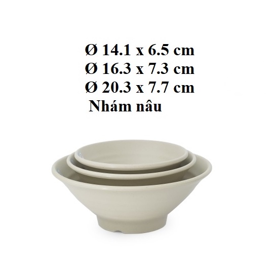 Tô xoăn đựng phở, bún nhựa Melamine nhám Nâu