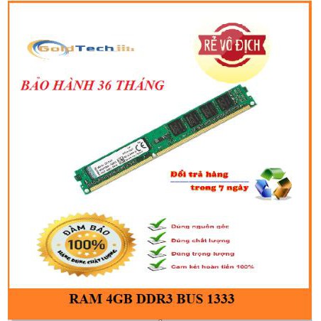 Ram Kingston 4GB DDR3 Bus 1600MHz mới 100%bảo hành 36 tháng