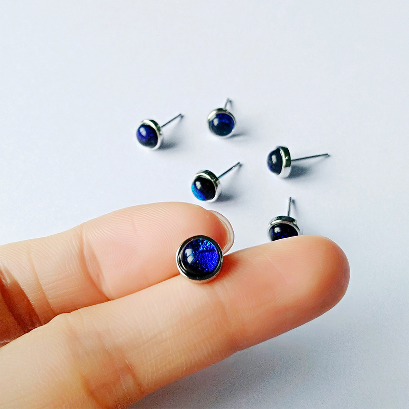 Khuyên tai đính đá Sapphire nhân tạo phong cách Hàn