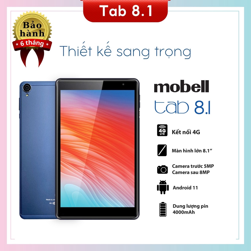 Máy tính bảng Masstel Tab 8.1 4G thiết kế đơn giản sang trọng