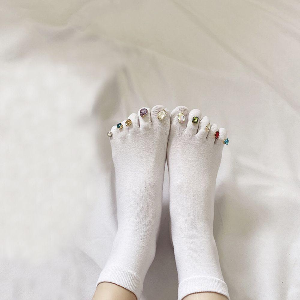 MXGOODS Vớ Cotton Năm Ngón Đính Đá Thoải Mái