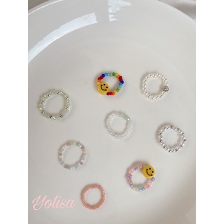 Nhẫn hạt cườm handmade mặt cười xinh xắn