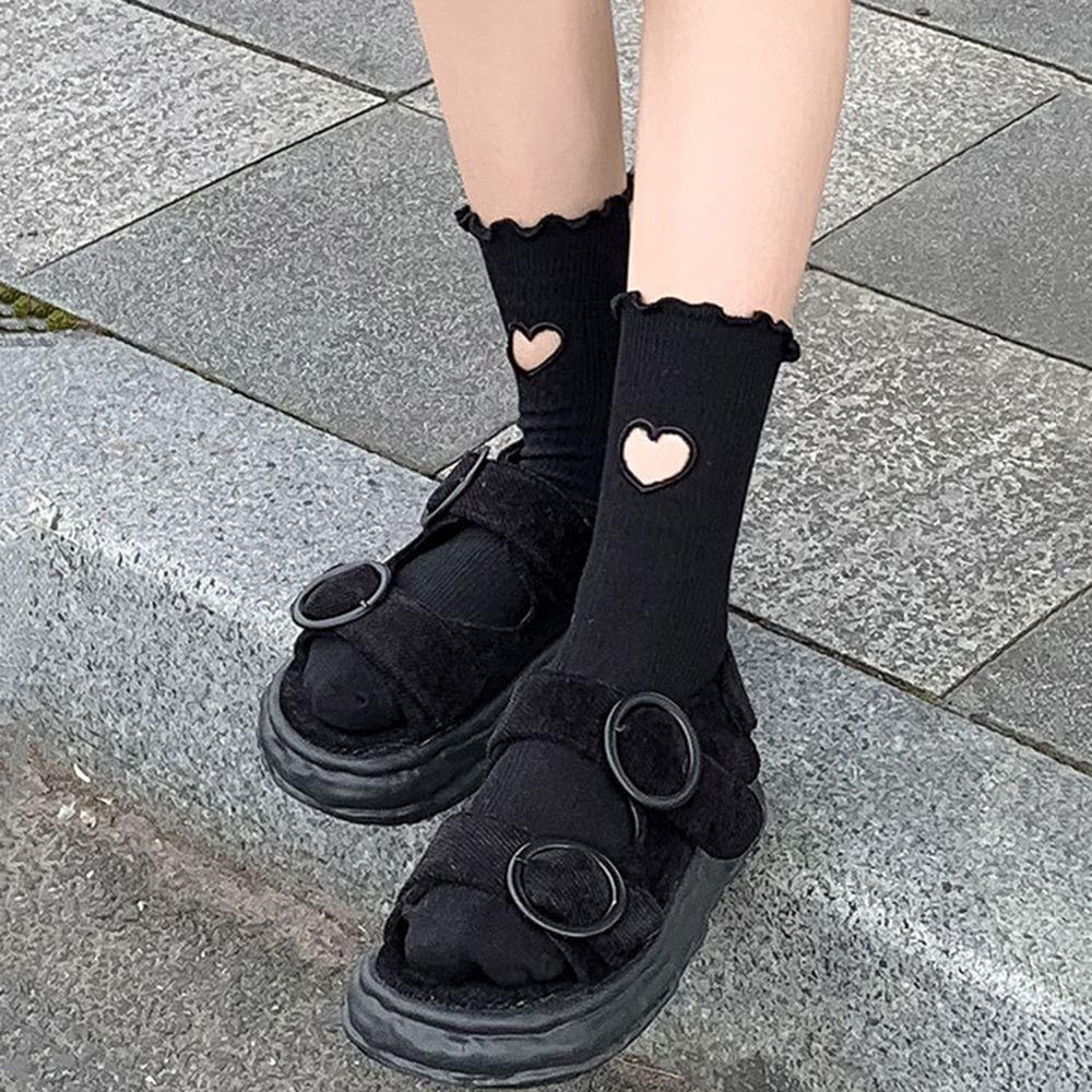 Đôi Tất Cotton Trang Trí Hình Trái Tim Dễ Thương Cho Nữ