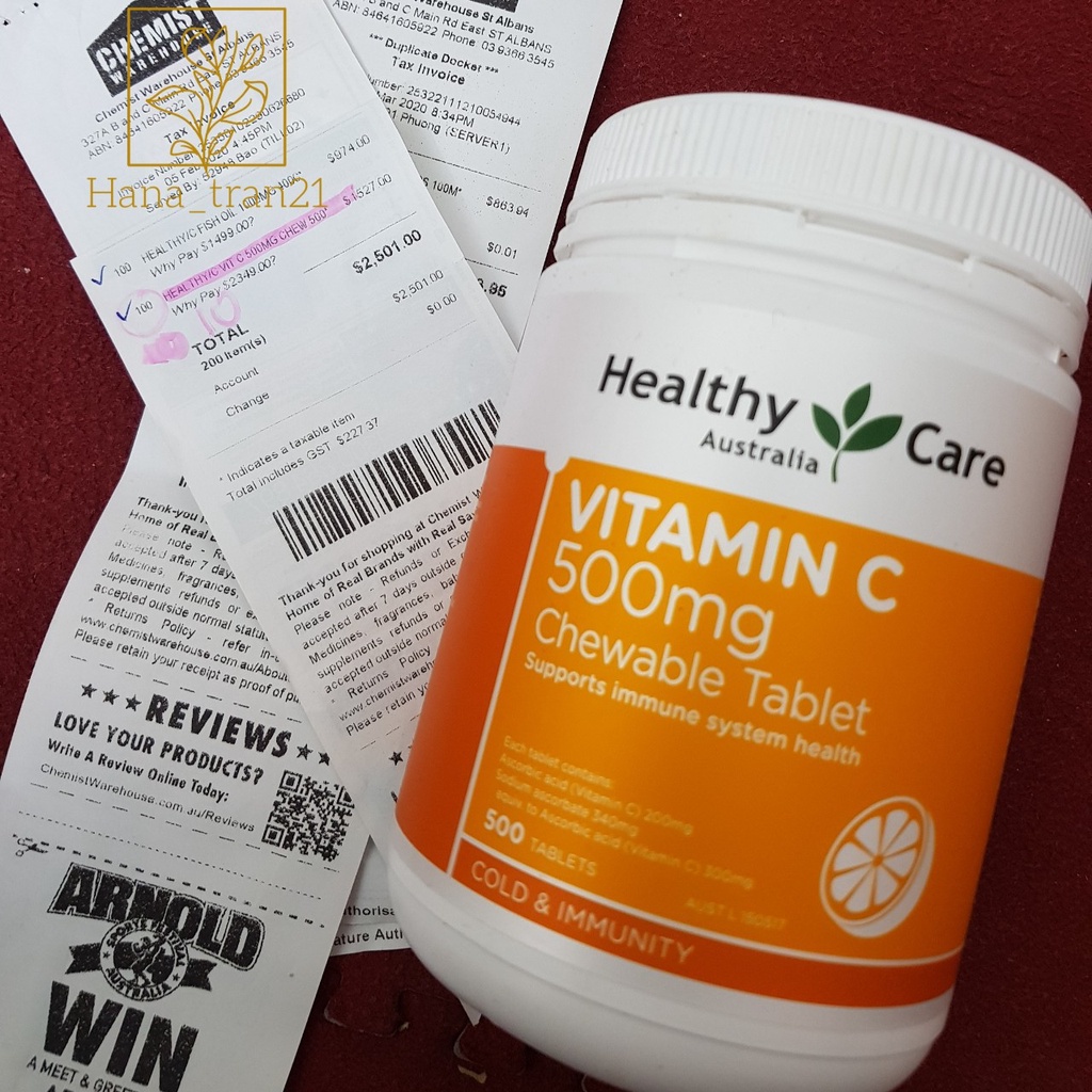 Viên Vitamin C Healthy care 500mg hộp 500 viên Úc