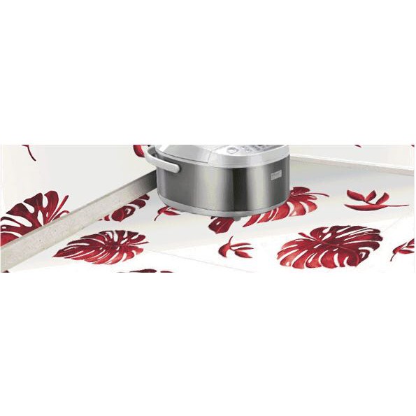 Decal dán bếp tráng nhôm chịu nhiệt - mẫu Dương Xỉ Đỏ