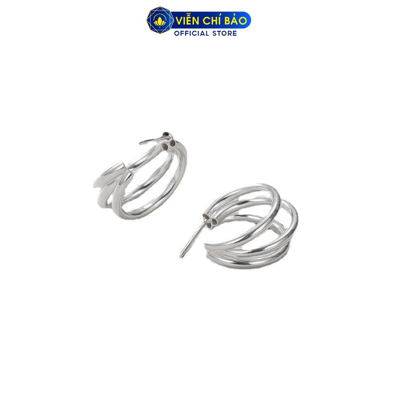 Bông tai bạc nữ 3 vòng chữ C chất liệu bạc Thái 925 thời trang phụ kiện trang sức nữ Viễn Chí B000287