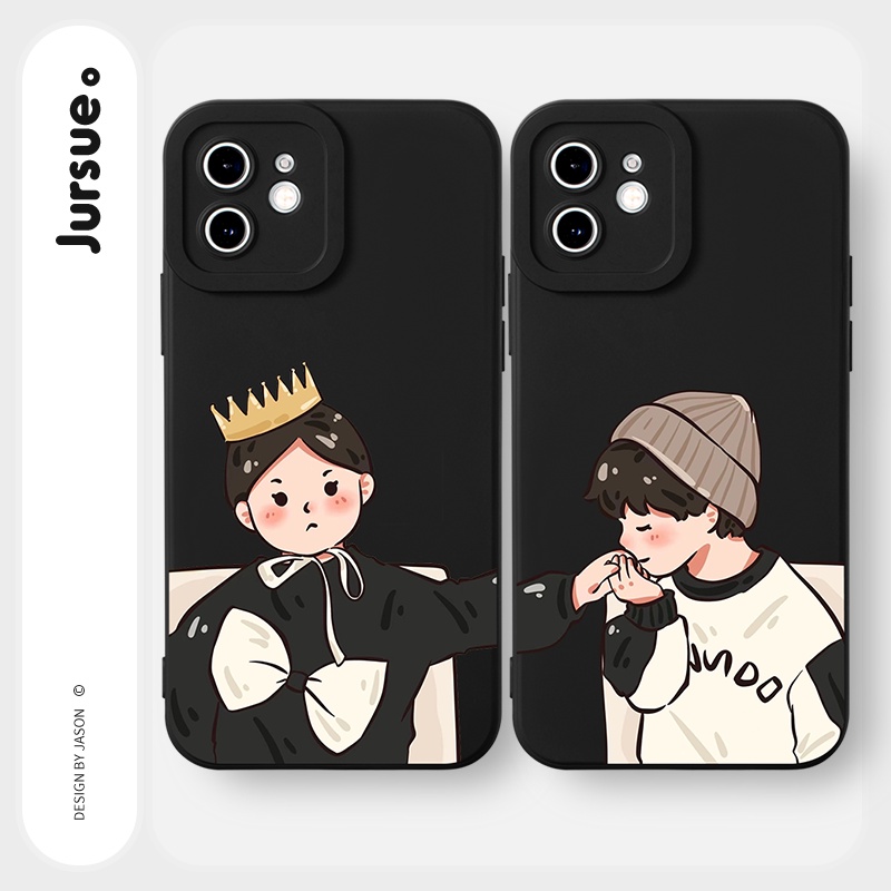 Ốp lưng JURSUE hoạt hình cặp đôi dễ thương đẹp Cho iPhone 14 13 12 11 Pro Max SE 2020 X XR XS 8 7 ip 6S 6 Plus kute Y2158