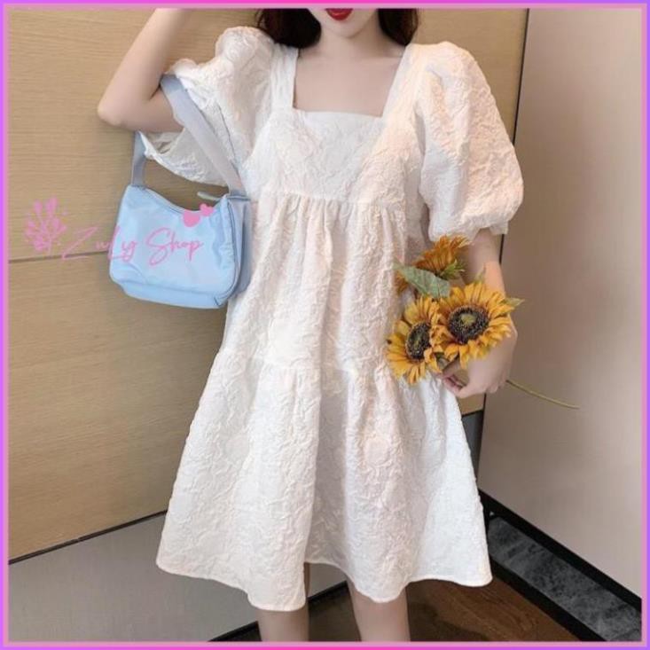 [KÈM QUÀ TẶNG] Váy dáng xòe cổ vuông tay bồng [ss]