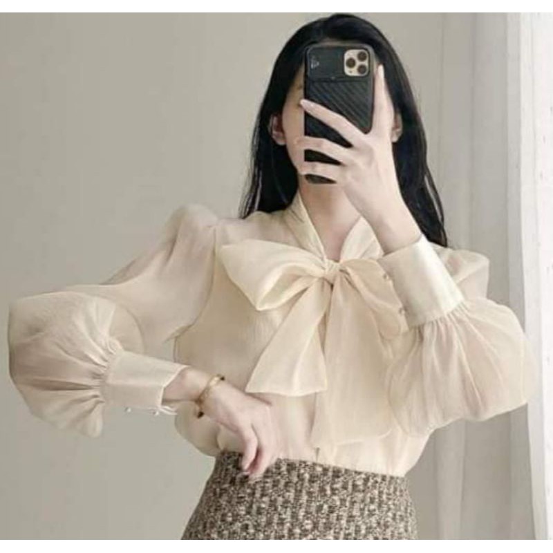Áo sơ mi nữ cột nơ xinh xắn