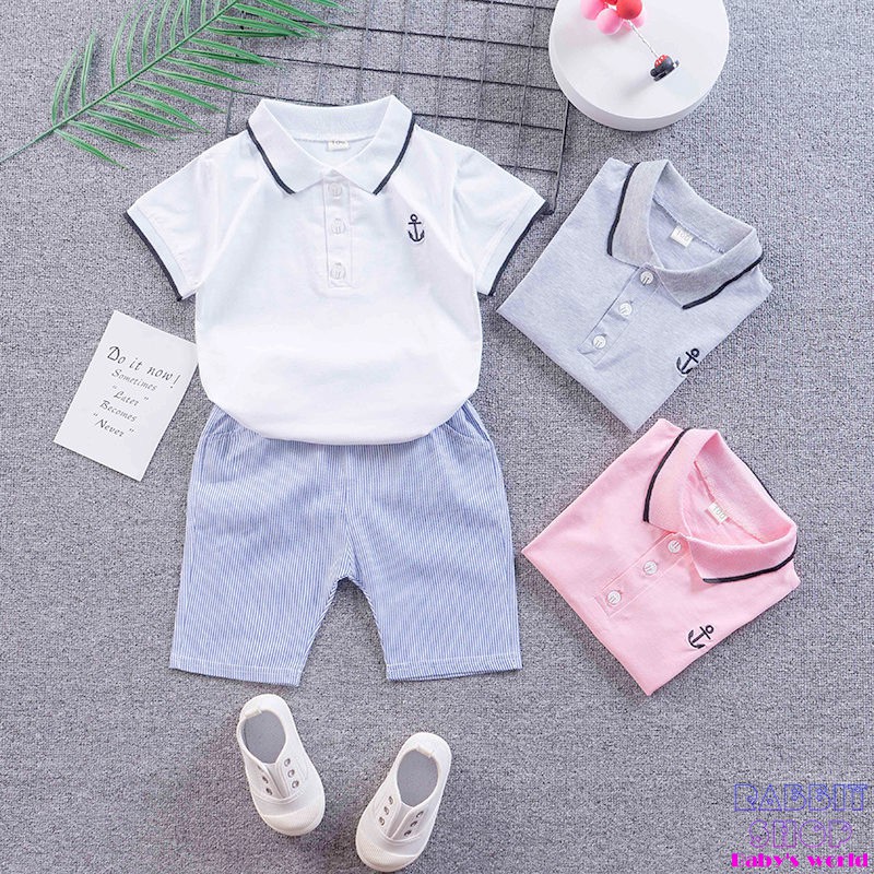 Bộ quần áo cho bé trai cộc tay cho bé áo thun cotton polo quần short công tử [MH15]