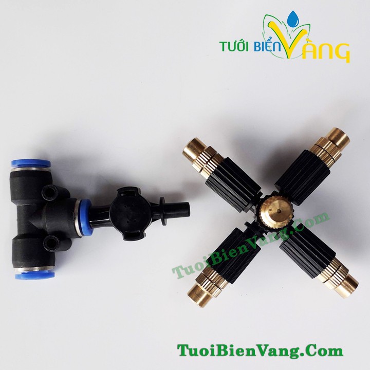 Bộ 3 Béc phun sương đồng 5 hướng Chân ống hơi 8mm