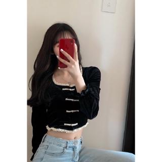 Áo cách điệu sườn xám trung quốc,  vải nhung croptop