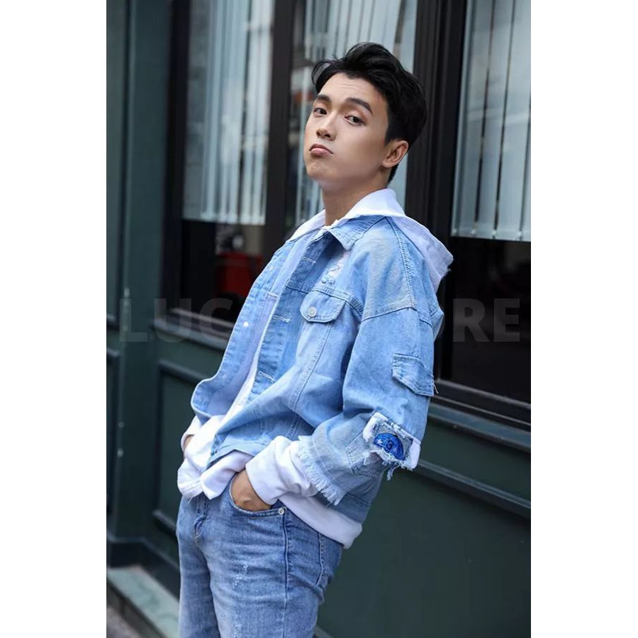 Áo Khoác JEAN Nam Nữ Liền Mũ Cao Cấp ĐẹpFREESHIP+QUÀ TẶNG Áo Khoác Jeans Nam Nỉ Phối Liền Mũ Unisex -QSTORE