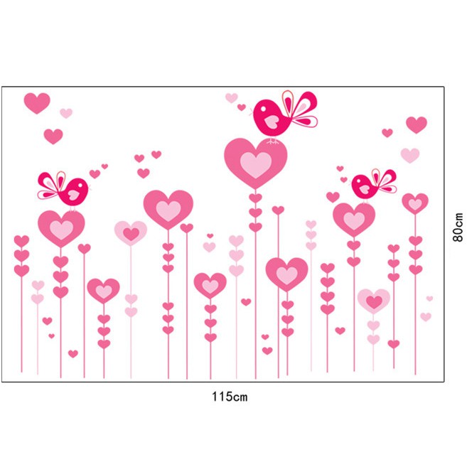 Decal trang trí Trái Tim hồng dây xinh