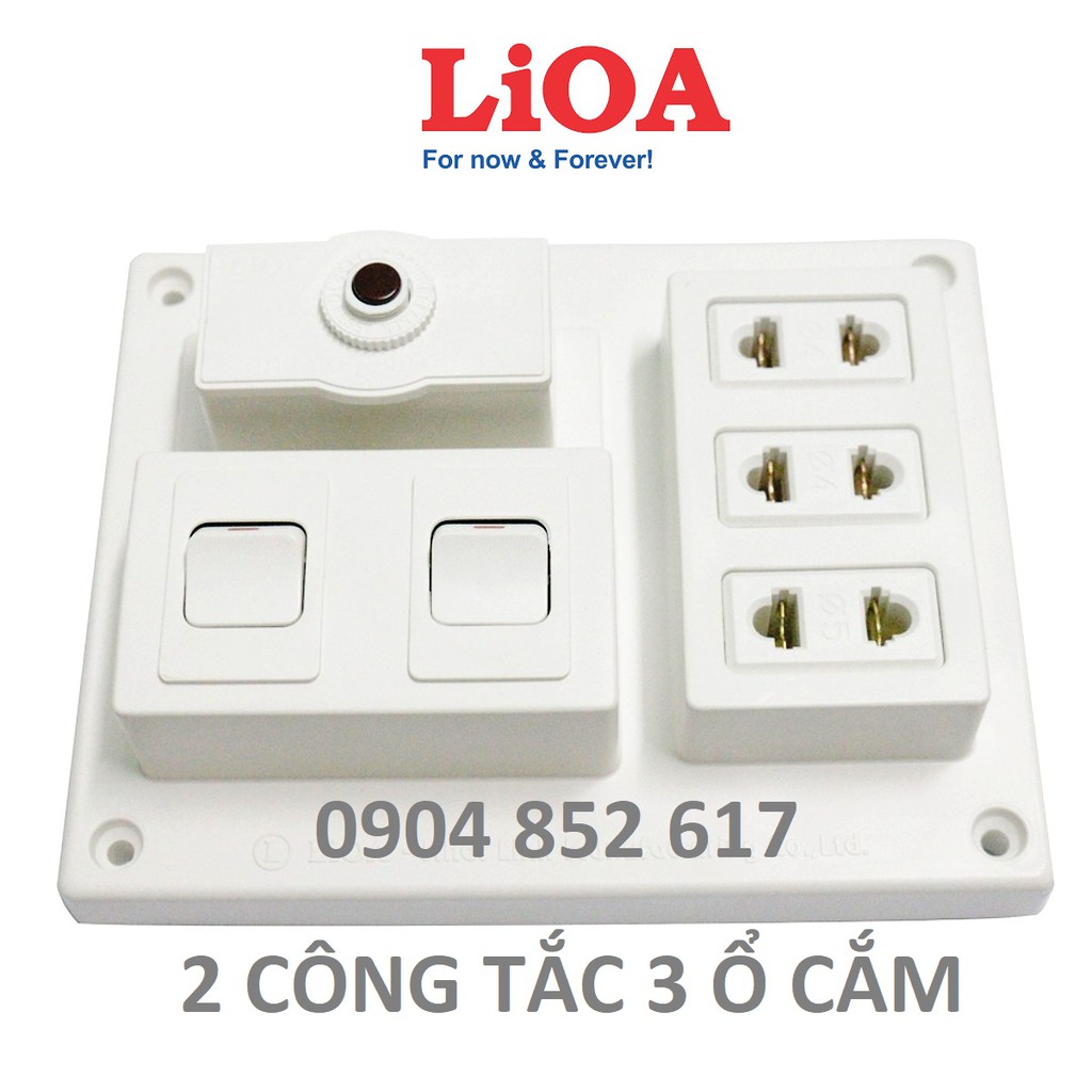 Bảng Điện Nổi LiOA Vinakip Điện Quang 15A Có 3 Ổ Cắm + 2/3 Công Tắc